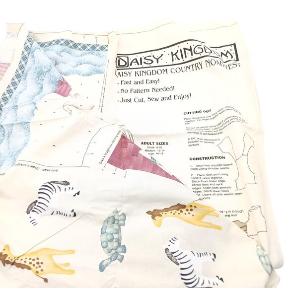 Daisy Kingdom Country Noah Vest Vintage Sewing Pattern Noah's Ark Cloth to Cut - Picture 2 of 2